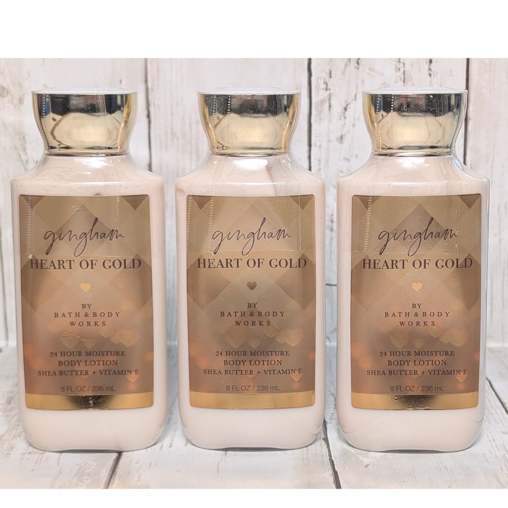 Bath Body Works Gingham Heart of Gold‎ Body Lotion Set of 3 Sealed Discontinued